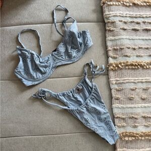 Blackbough Blue Eyelet Bikini Set